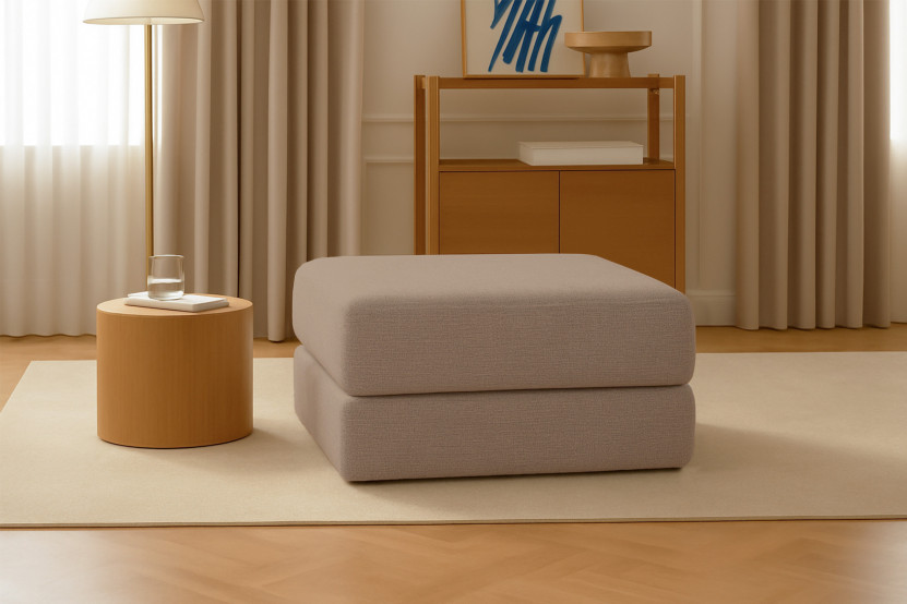 Pouf convertible et modulable - Tissu lisse Marron