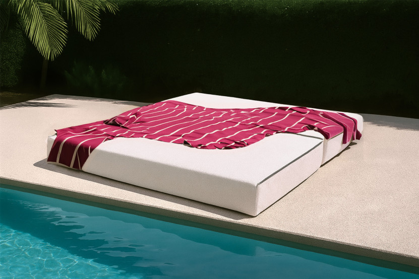 Canapé 3 places convertible et modulable - Tissu extérieur Beige clair