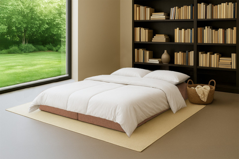 Méridienne convertible et modulable - Tissu tweed Rouge