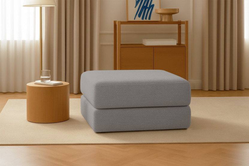 Pouf convertible et modulable - Tissu lisse Gris