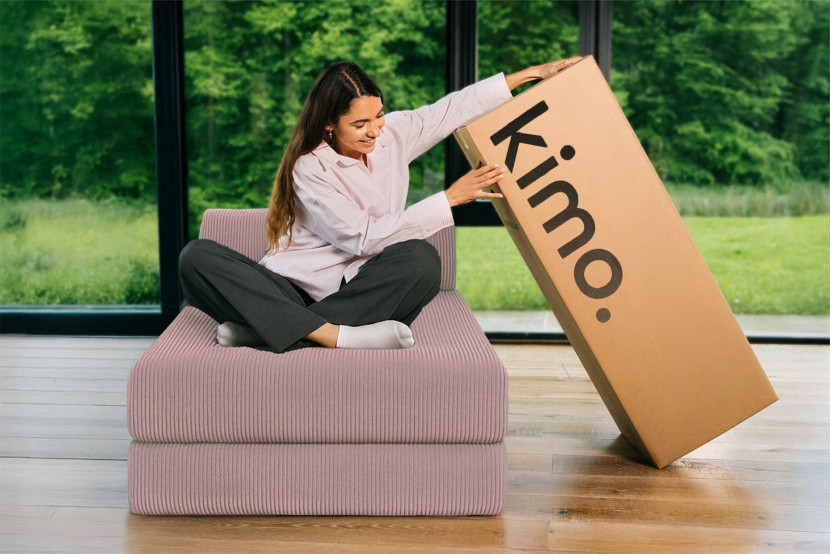 Méridienne convertible et modulable - Velours côtelé Rose pâle