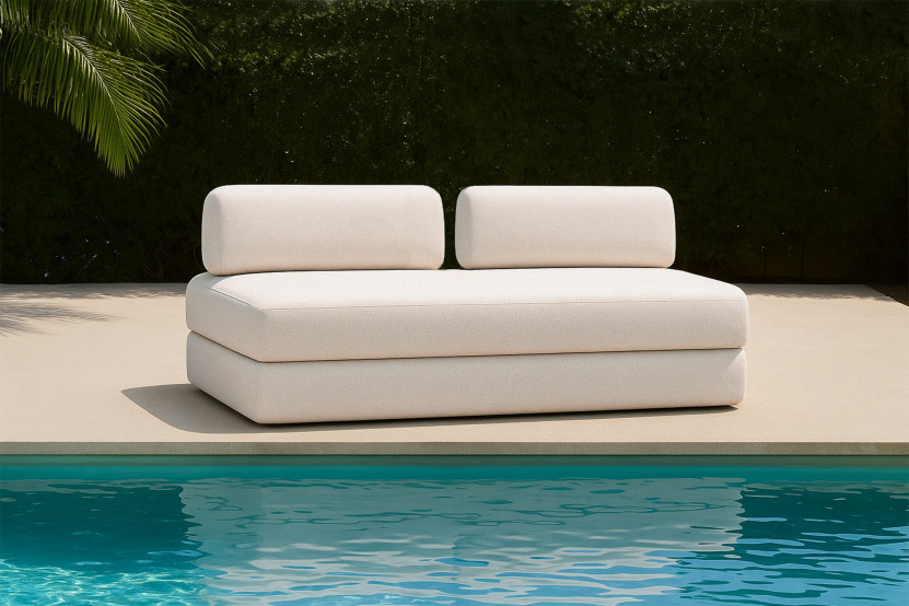 Canapé 3 places convertible et modulable - Tissu extérieur Beige clair