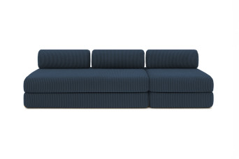 Canapé 4 places - 2 modules convertibles : Canapé 3 places + Fauteuil - Velours côtelé Bleu