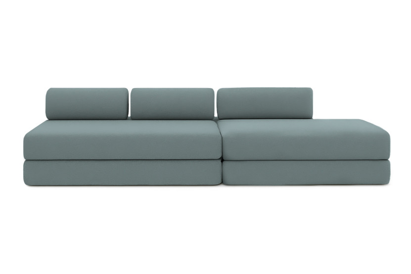 Canapé 5 places - 2 modules convertibles : Canapé 3 places + Canapé 2 places - Tissu lisse Vert