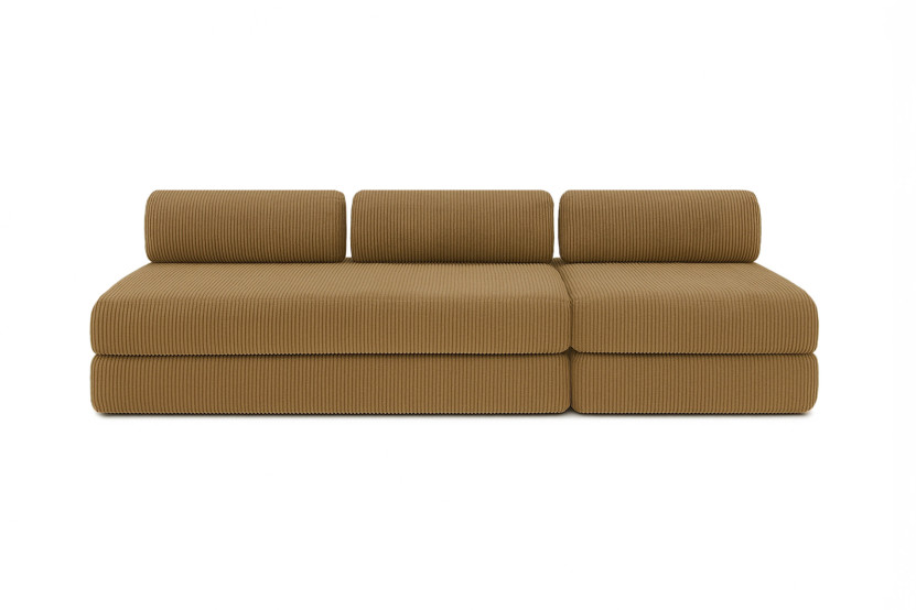 Canapé 4 places - 2 modules convertibles : Canapé 3 places + Fauteuil - Velours côtelé Jaune