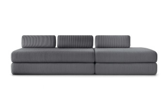 Canapé 5 places - 2 modules convertibles : Canapé 3 places + Canapé 2 places - Velours côtelé Gris