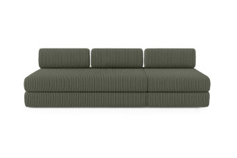 Canapé 4 places - 2 modules convertibles : Canapé 3 places + Fauteuil - Velours côtelé XL Vert