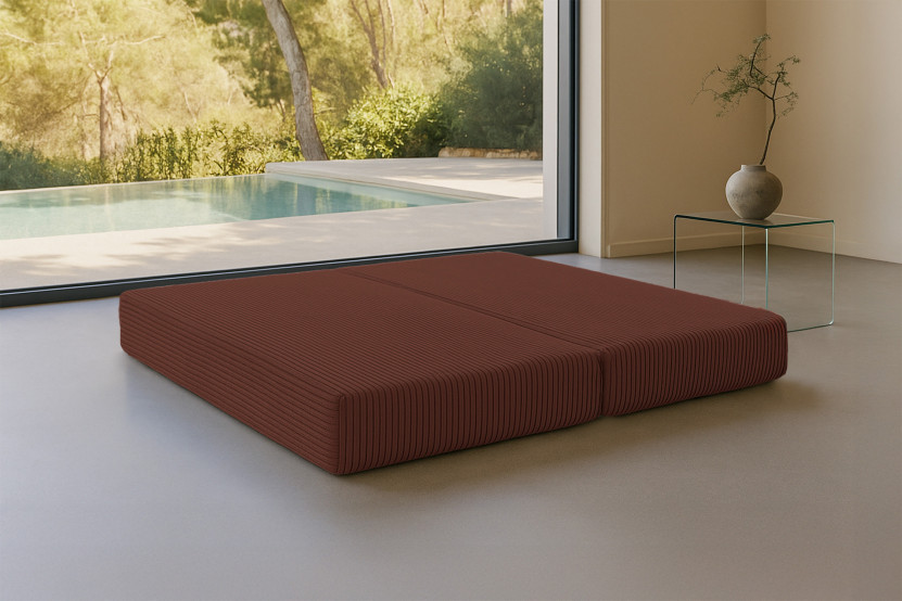 Méridienne convertible et modulable - Velours côtelé XL Terracotta