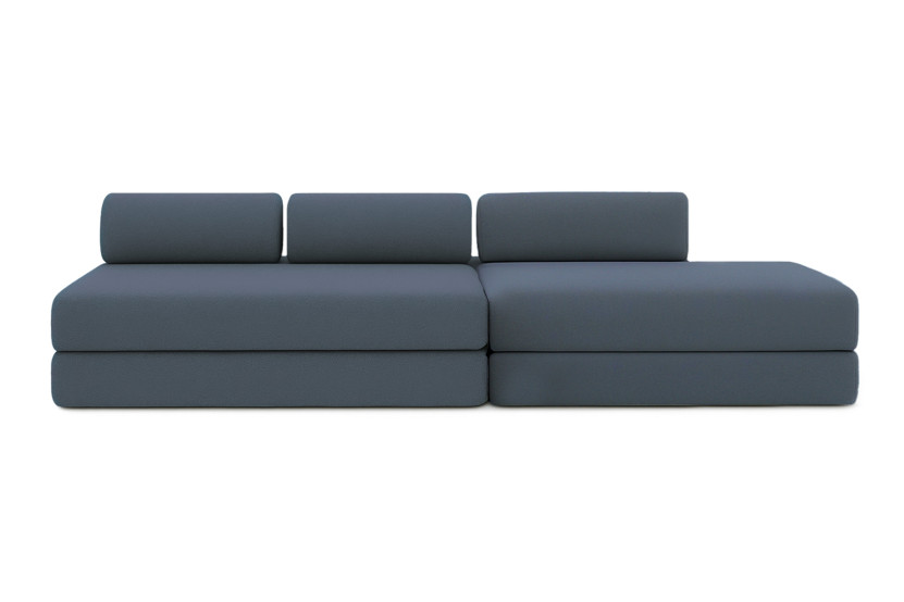 Canapé 5 places - 2 modules convertibles : Canapé 3 places + Canapé 2 places - Tissu lisse Bleu