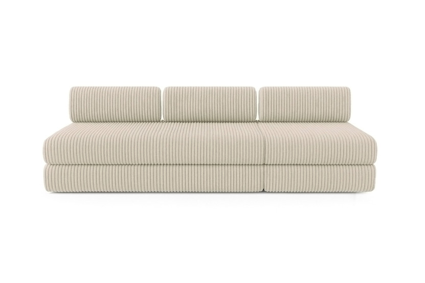 Canapé 4 places - 2 modules convertibles : Canapé 3 places + Fauteuil - Velours côtelé XL Beige