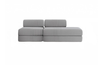 Canapé 3 places - 2 modules convertibles : Canapé 2 places + Fauteuil - Velours côtelé Gris clair