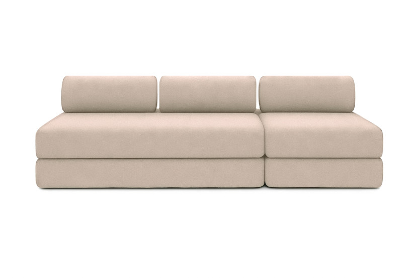 Canapé 4 places - 2 modules convertibles : Canapé 3 places + Fauteuil - Tissu lisse Beige