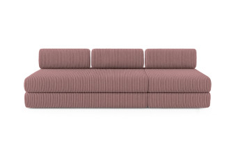 Canapé 4 places - 2 modules convertibles : Canapé 3 places + Fauteuil - Velours côtelé XL Rose