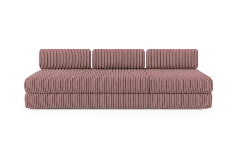 Canapé 4 places - 2 modules convertibles : Canapé 3 places + Fauteuil - Velours côtelé XL Rose