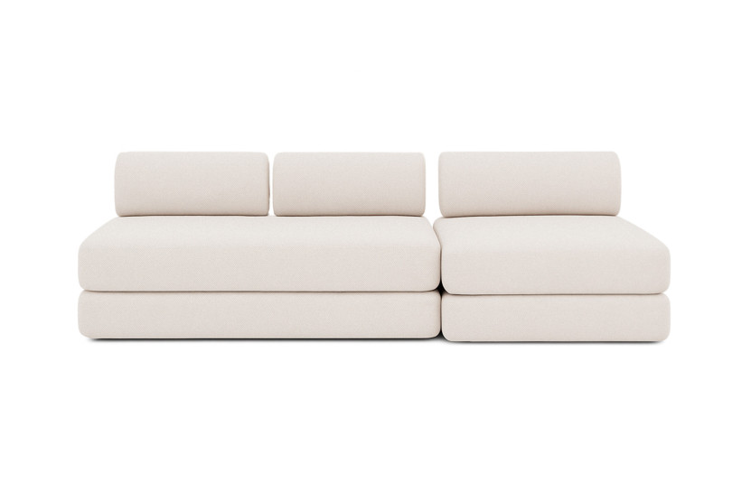 Canapé 4 places - 2 modules convertibles : Canapé 3 places + Fauteuil - Tissu extérieur Beige clair