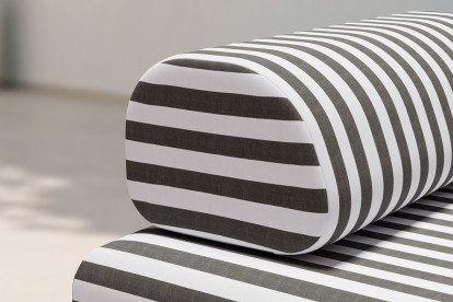 Méridienne modulable - Tissu extérieur à rayures, blanc et gris anthracite