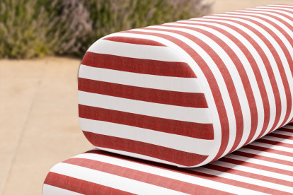 Méridienne modulable - Tissu extérieur à rayures, blanc et rouge