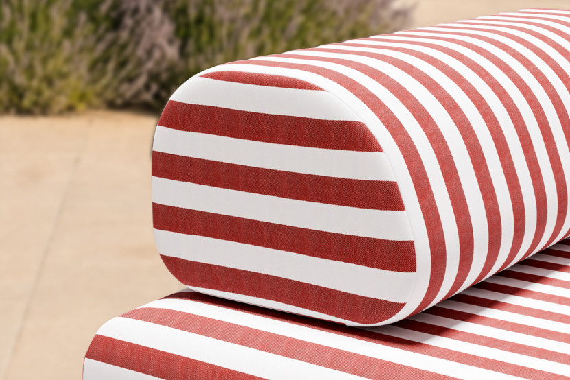 Méridienne modulable - Tissu extérieur à rayures, blanc et rouge
