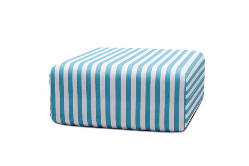 Pouf modulable - Tissu extérieur à rayures, blanc et bleu