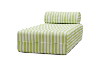 Housse Méridienne - Tissu imperméable à rayures, blanc et vert anis