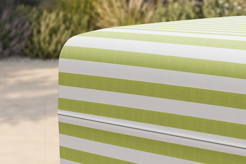 Pouf modulable - Tissu extérieur à rayures, blanc et vert anis