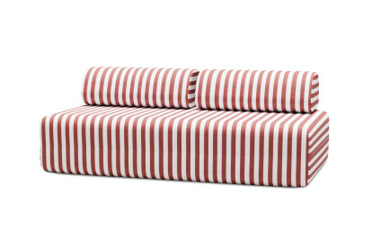 Canapé 3 places modulable - Tissu extérieur à rayures, blanc et rouge