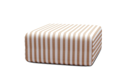 Housse Pouf - Tissu imperméable à rayures, blanc et marron