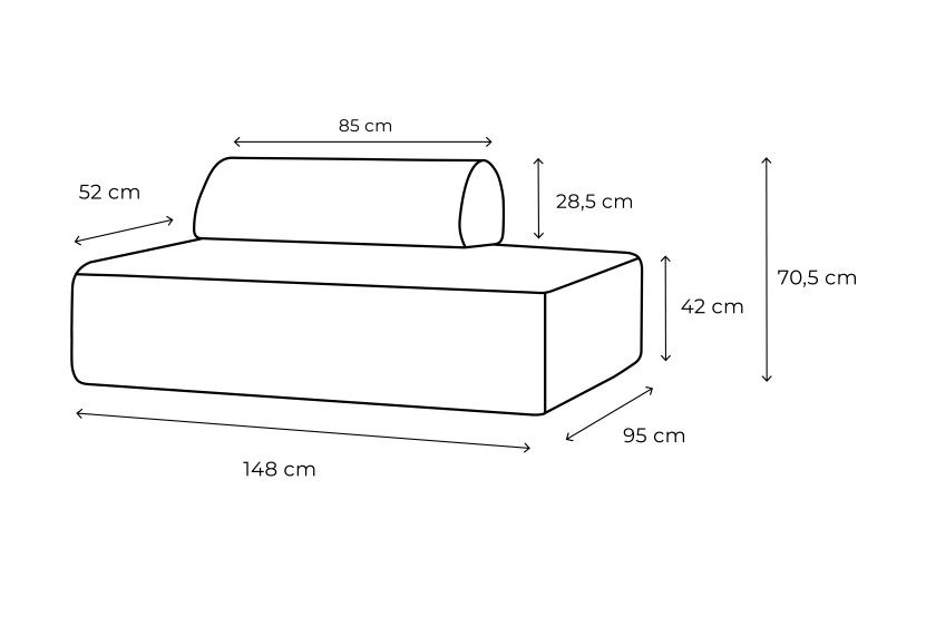 Canapé 2 places modulable - Tissu extérieur à rayures, blanc et beige