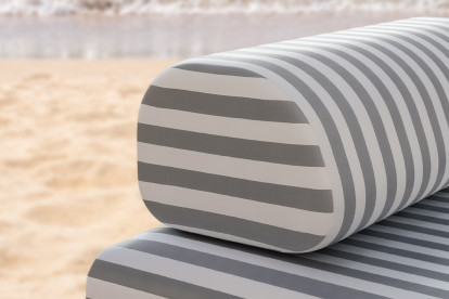 Méridienne modulable - Tissu extérieur à rayures, blanc et gris