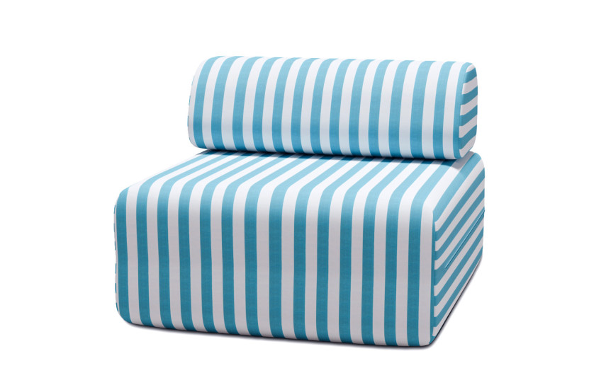Housse Fauteuil - Tissu imperméable à rayures, blanc et bleu