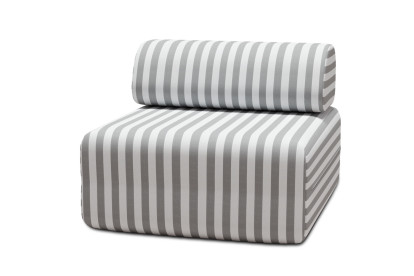 Fauteuil modulable - Tissu extérieur à rayures, blanc et gris