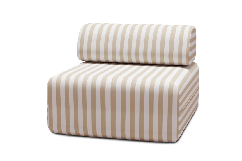 Housse Fauteuil - Tissu imperméable à rayures, blanc et beige
