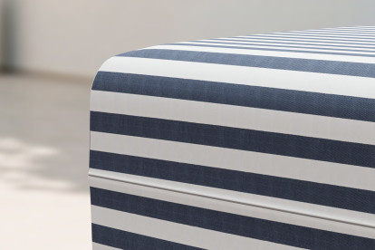 Pouf modulable - Tissu extérieur à rayures, blanc et bleu foncé