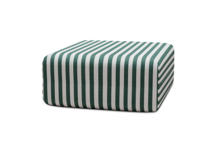 Housse Pouf - Tissu imperméable à rayures, blanc et vert foncé