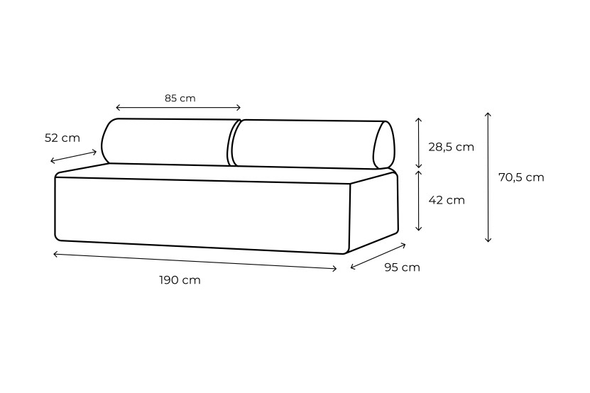 Canapé 3 places modulable - Tissu extérieur à rayures, blanc et gris