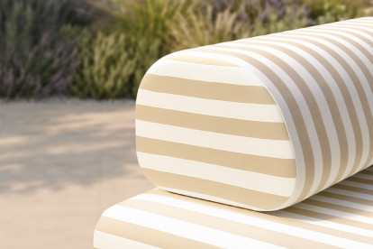 Fauteuil modulable - Tissu extérieur à rayures, blanc et beige