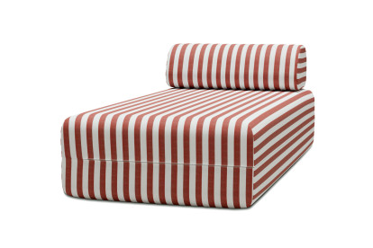 Méridienne modulable - Tissu extérieur à rayures, blanc et rouge