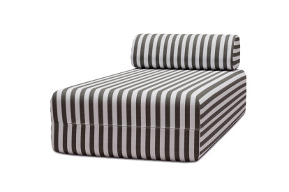 Méridienne modulable - Tissu extérieur à rayures, blanc et gris anthracite