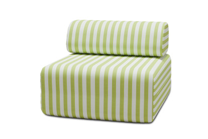 Housse Fauteuil - Tissu imperméable à rayures, blanc et vert anis