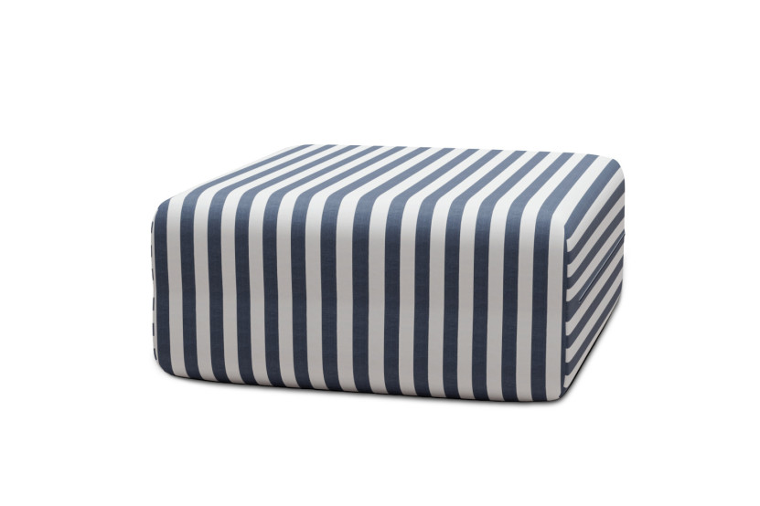 Pouf modulable - Tissu extérieur à rayures, blanc et bleu foncé
