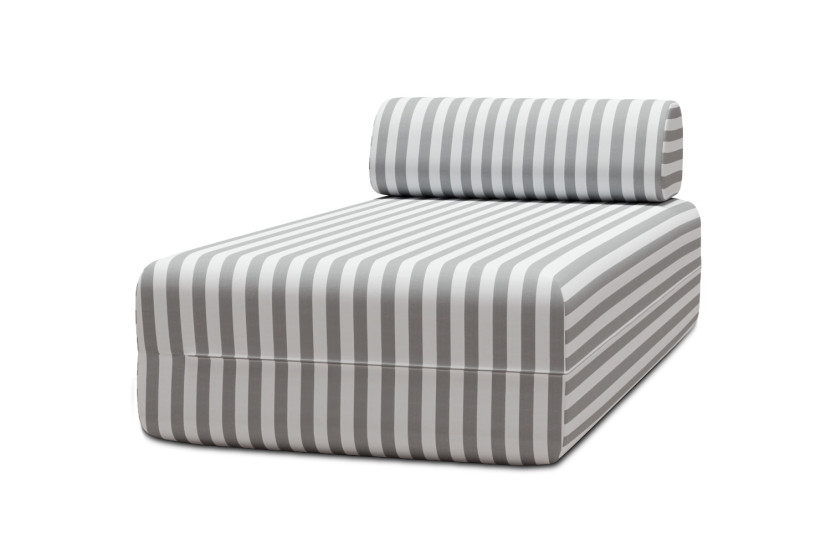 Méridienne modulable - Tissu extérieur à rayures, blanc et gris