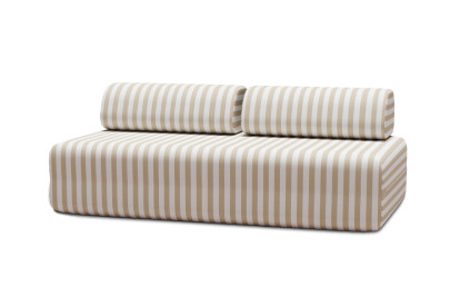 Canapé 3 places modulable - Tissu extérieur à rayures, blanc et beige