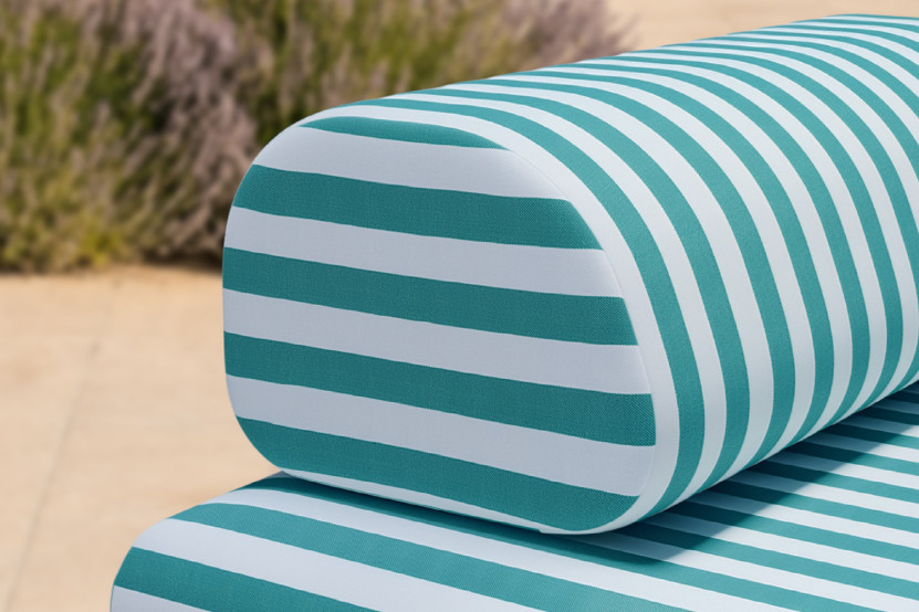 Fauteuil modulable - Tissu extérieur à rayures, blanc et bleu turquoise