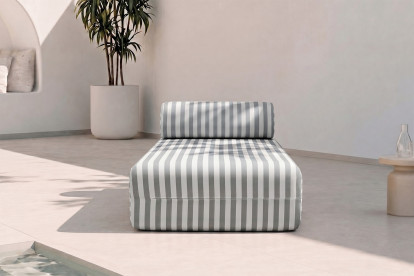 Méridienne modulable - Tissu extérieur à rayures, blanc et gris