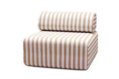 Fauteuil modulable - Tissu extérieur à rayures, blanc et marron