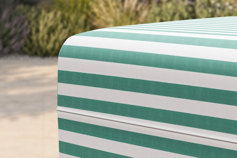 Pouf modulable - Tissu extérieur à rayures, blanc et bleu turquoise