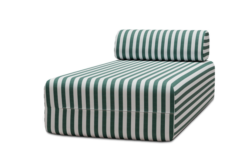 Méridienne modulable - Tissu extérieur à rayures, blanc et vert foncé