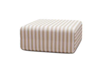 Housse Pouf - Tissu imperméable à rayures, blanc et beige