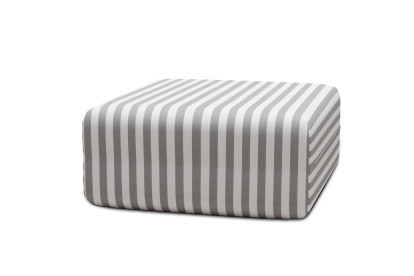 Housse Pouf - Tissu imperméable à rayures, blanc et gris