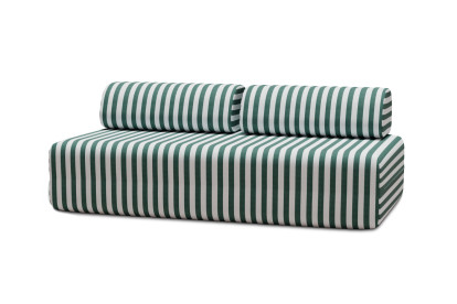 Housse Canapé droit - 3 places - Tissu imperméable à rayures, blanc et vert foncé